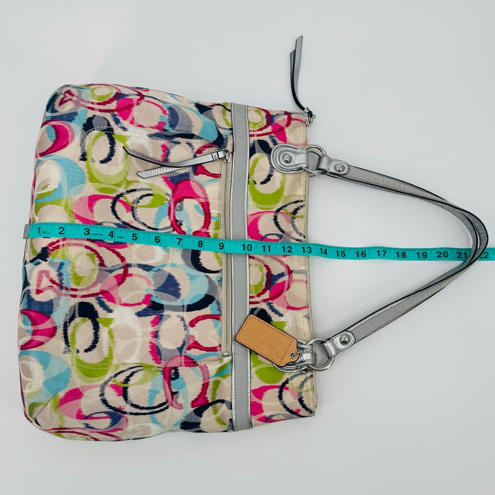 Coach Ikat Signature C Glam Ikat Shoulder Bag Multicolor Silver - Picture 9 of 11